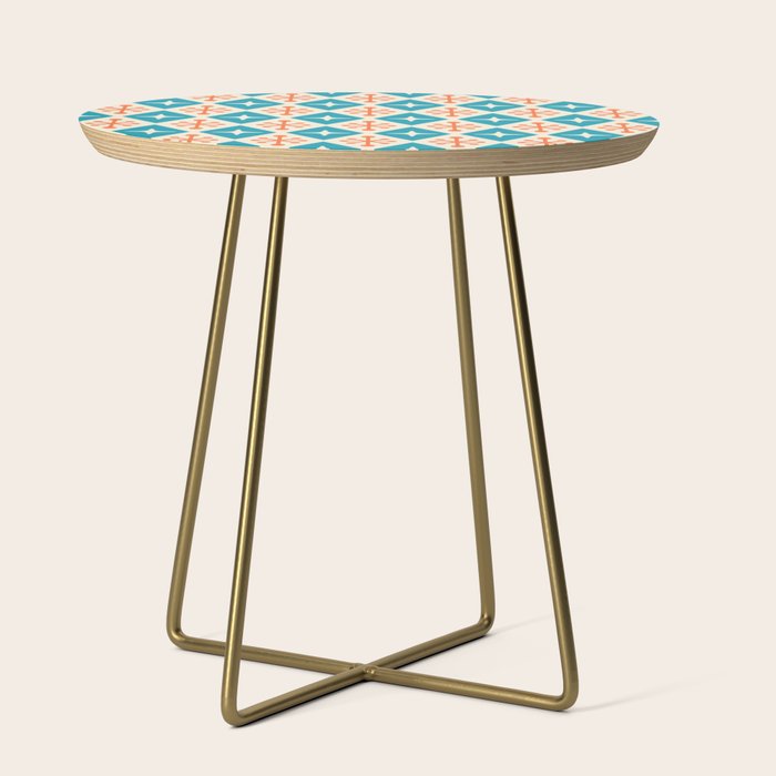 Mid Century Modern Atomic Age Googie Pattern 107 Turquoise and Orange Side Table Gallery Image 1