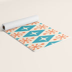 Mid Century Modern Atomic Age Googie Pattern 107 Turquoise and Orange Yoga Mat Gallery Image 2