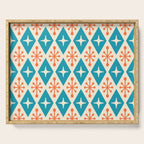 Mid Century Modern Atomic Age Googie Pattern 107 Turquoise and Orange Serving Tray Gallery Image 1