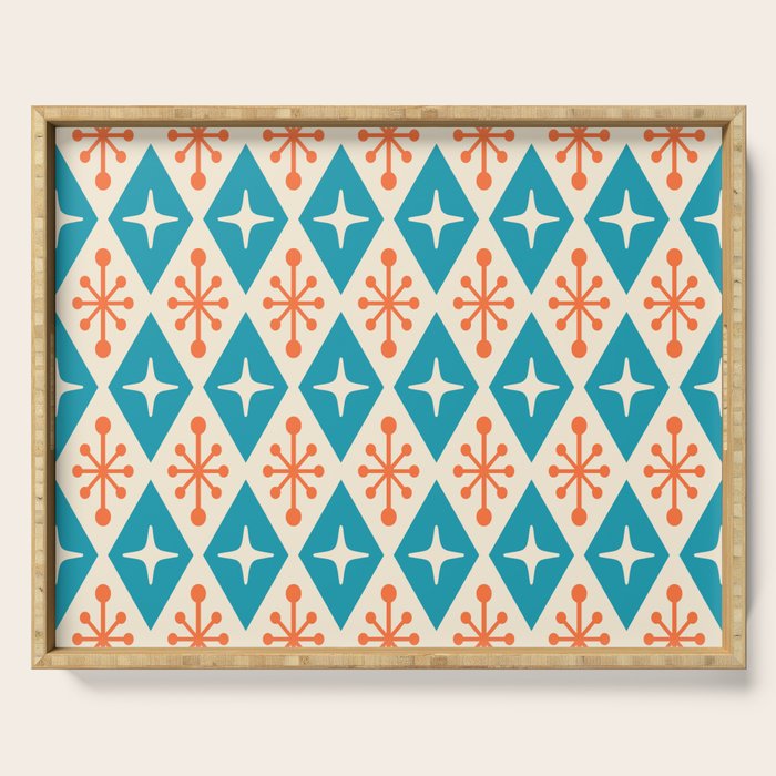 Mid Century Modern Atomic Age Googie Pattern 107 Turquoise and Orange Serving Tray Gallery Image 1