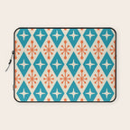 Mid Century Modern Atomic Age Googie Pattern 107 Turquoise and Orange Laptop Sleeve Gallery Image 1