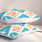 Mid Century Modern Atomic Age Googie Pattern 107 Turquoise and Orange Pillow Sham Gallery Image 3