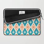 Mid Century Modern Atomic Age Googie Pattern 107 Turquoise and Orange Laptop Sleeve Gallery Image 2