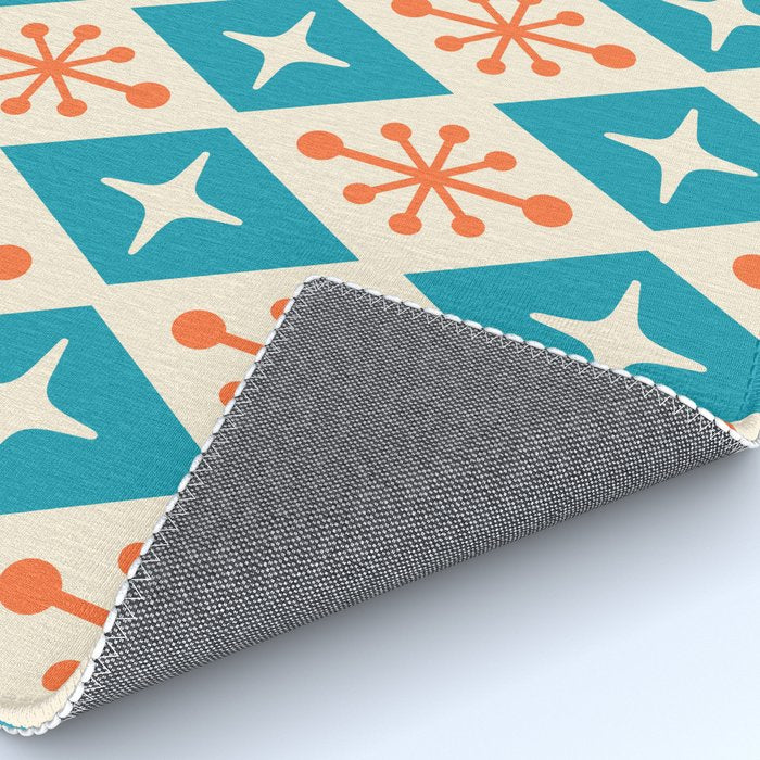 Mid Century Modern Atomic Age Googie Pattern 107 Turquoise and Orange Rug Gallery Image 4