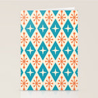 Mid Century Modern Atomic Age Googie Pattern 107 Turquoise and Orange Stationery Card Gallery Image 2