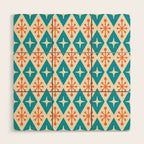 Mid Century Modern Atomic Age Googie Pattern 107 Turquoise and Orange Wood Wall Art Gallery Image 1