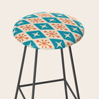 Mid Century Modern Atomic Age Googie Pattern 107 Turquoise and Orange Stool Gallery Image 2