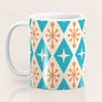 Mid Century Modern Atomic Age Googie Pattern 107 Turquoise and Orange Coffee Mug Gallery Image 3