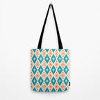 Mid Century Modern Atomic Age Googie Pattern 107 Turquoise and Orange Tote Bag Gallery Image 2