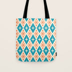 Mid Century Modern Atomic Age Googie Pattern 107 Turquoise and Orange Tote Bag Gallery Image 1