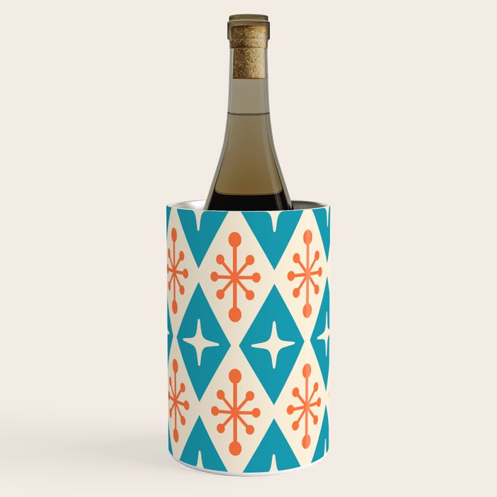 Mid Century Modern Atomic Age Googie Pattern 107 Turquoise and Orange Wine Chiller Gallery Image 2