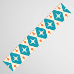 Mid Century Modern Atomic Age Googie Pattern 107 Turquoise and Orange Table Runner Gallery Image 3