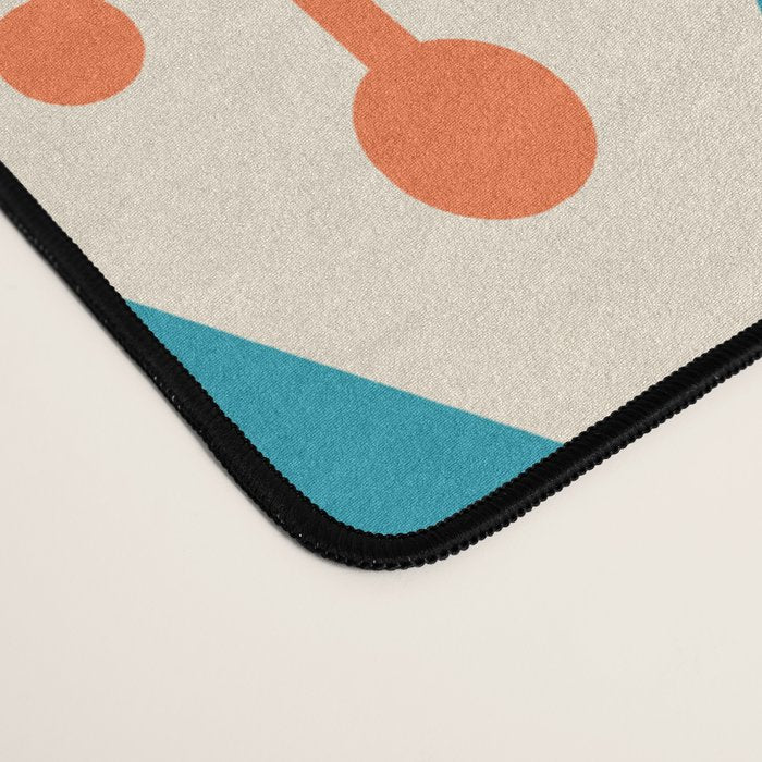 Mid Century Modern Atomic Age Googie Pattern 107 Turquoise and Orange Desk Mat Gallery Image 4
