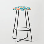 Mid Century Modern Atomic Age Googie Pattern 107 Turquoise and Orange Stool Gallery Image 1
