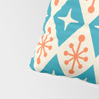 Mid Century Modern Atomic Age Googie Pattern 107 Turquoise and Orange Pillow Sham Gallery Image 4