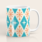 Mid Century Modern Atomic Age Googie Pattern 107 Turquoise and Orange Coffee Mug Gallery Image 1