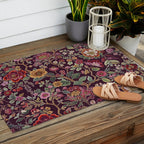 Casbah Magenta Burgundy Floral Outdoor Rug Gallery Image 2