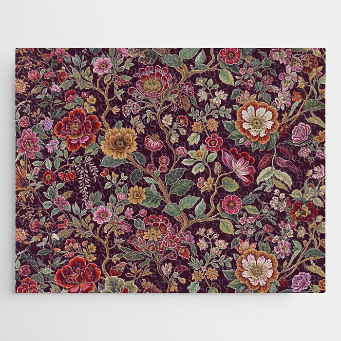 Casbah Magenta Burgundy Floral Jigsaw Puzzle Gallery Image 1