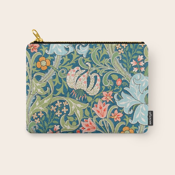 William Morris Golden Lily Green Blue Pink Vintage Floral Carry All Pouch Gallery Image 1