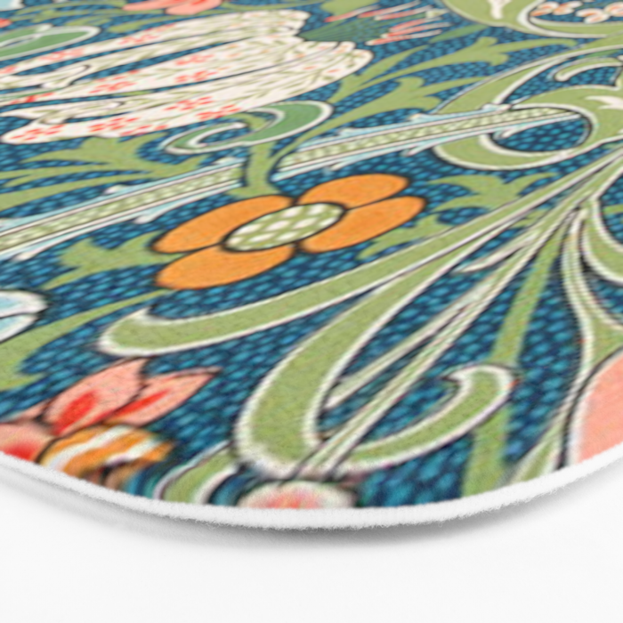 William Morris Golden Lily Green Blue Pink Vintage Floral Bath Mat Gallery Image 3