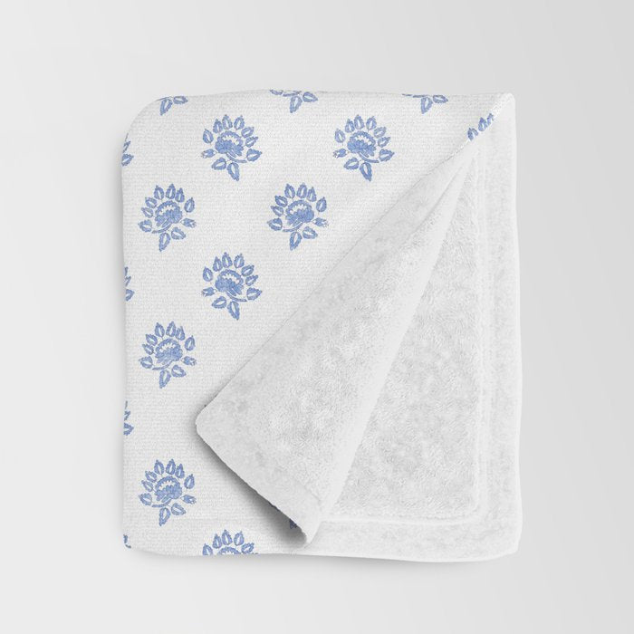 Small Distressed Block Print - Cobalt Throw Blanket Gallery Image 3