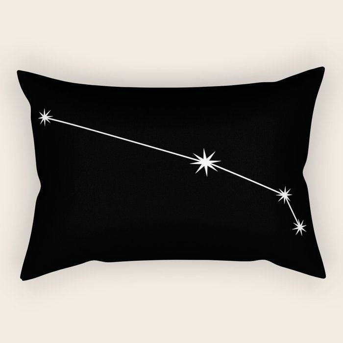 Aries Zodiac Star Constellation Line Art Black Rectangular Pillow Gallery Image 2