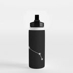 Aries Zodiac Star Constellation Line Art Black Water Bottle Gallery Image 2