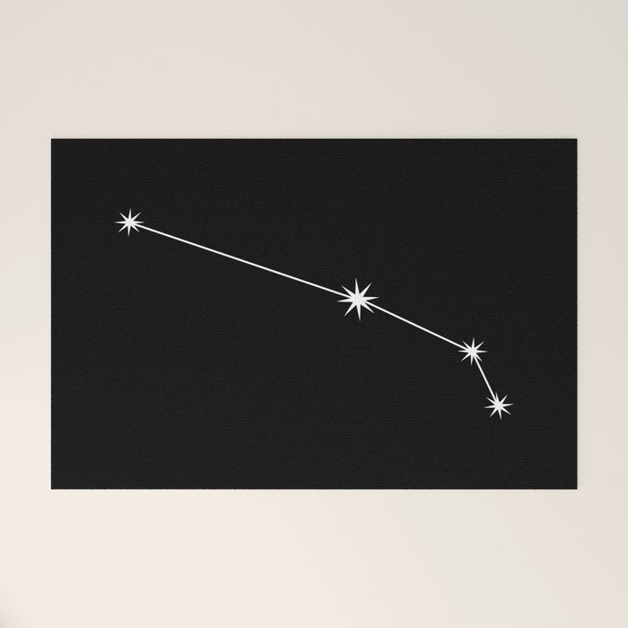 Aries Zodiac Star Constellation Line Art Black Welcome Mat Gallery Image 1