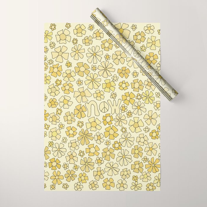 be here now flower power // retro surf art by surfy birdy Wrapping Paper Gallery Image 1