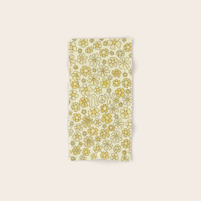 be here now flower power // retro surf art by surfy birdy Bath Towel Gallery Image 1