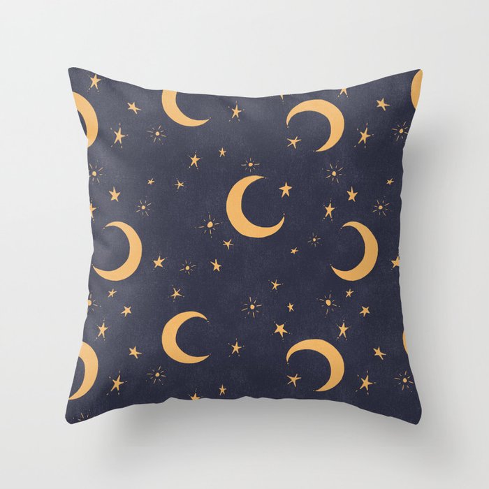 Goodnight Sky - Midnight and gold Throw Pillow Gallery Image 6