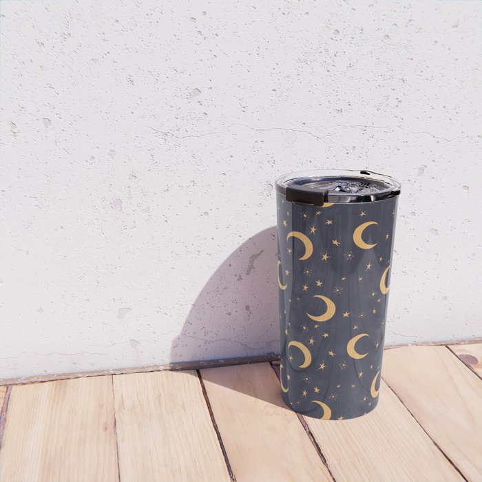 Goodnight Sky - Midnight and gold Travel Mug Gallery Image 4