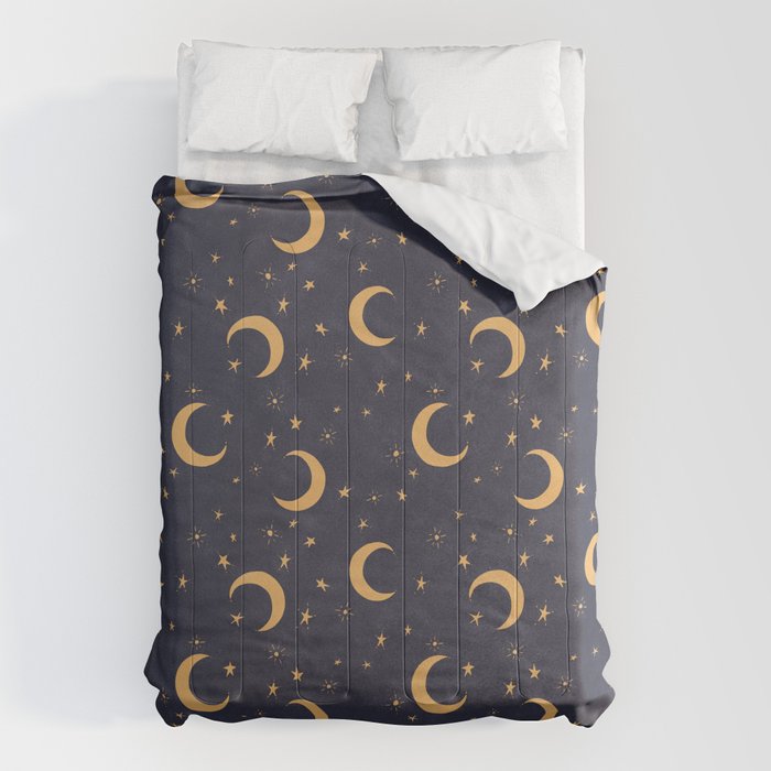Goodnight Sky - Midnight and gold Comforter Gallery Image 6