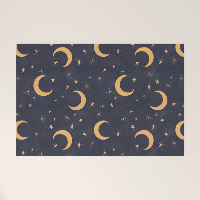 Goodnight Sky - Midnight and gold Welcome Mat Gallery Image 1