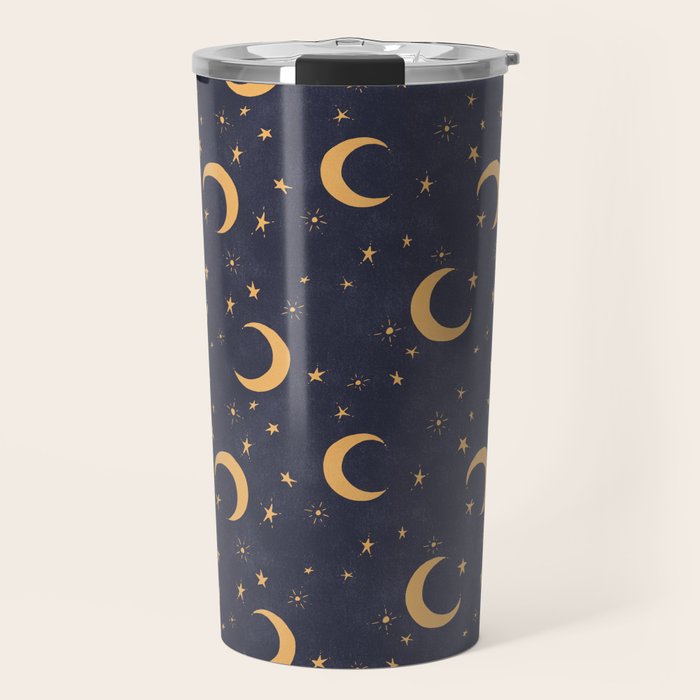 Goodnight Sky - Midnight and gold Travel Mug Gallery Image 1