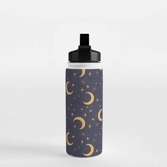 Goodnight Sky - Midnight and gold Water Bottle Gallery Image 2
