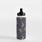 Goodnight Sky - Midnight and gold Water Bottle Gallery Image 2