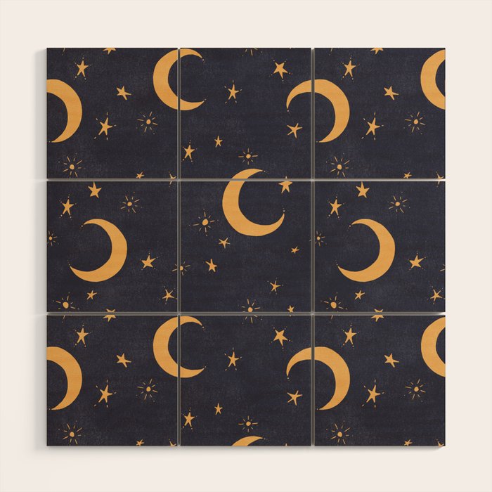 Goodnight Sky - Midnight and gold Wood Wall Art Gallery Image 1