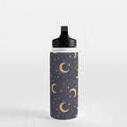 Goodnight Sky - Midnight and gold Water Bottle Gallery Image 3