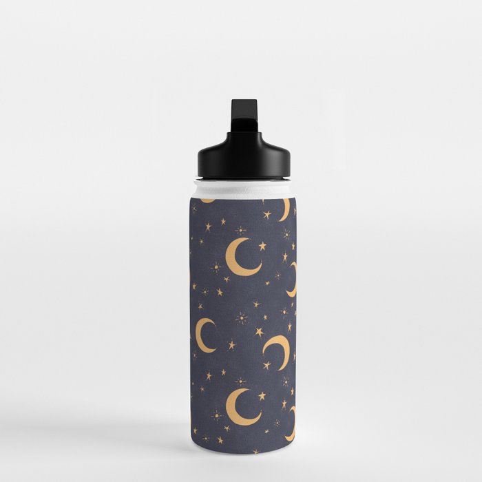 Goodnight Sky - Midnight and gold Water Bottle Gallery Image 3