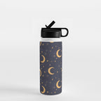 Goodnight Sky - Midnight and gold Water Bottle Gallery Image 1