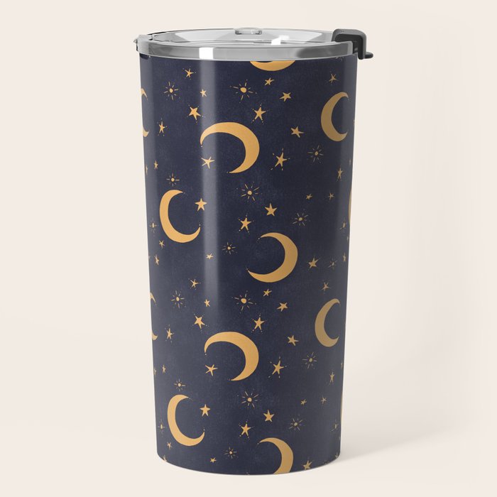 Goodnight Sky - Midnight and gold Travel Mug Gallery Image 2