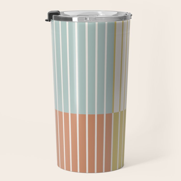 Color Block Line Abstract IX Coastal Beachy Travel Mug Gallery Image 3