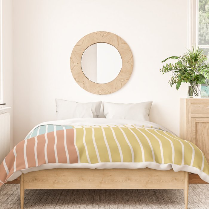 Color Block Line Abstract IX Coastal Beachy Duvet Cover Gallery Image 3