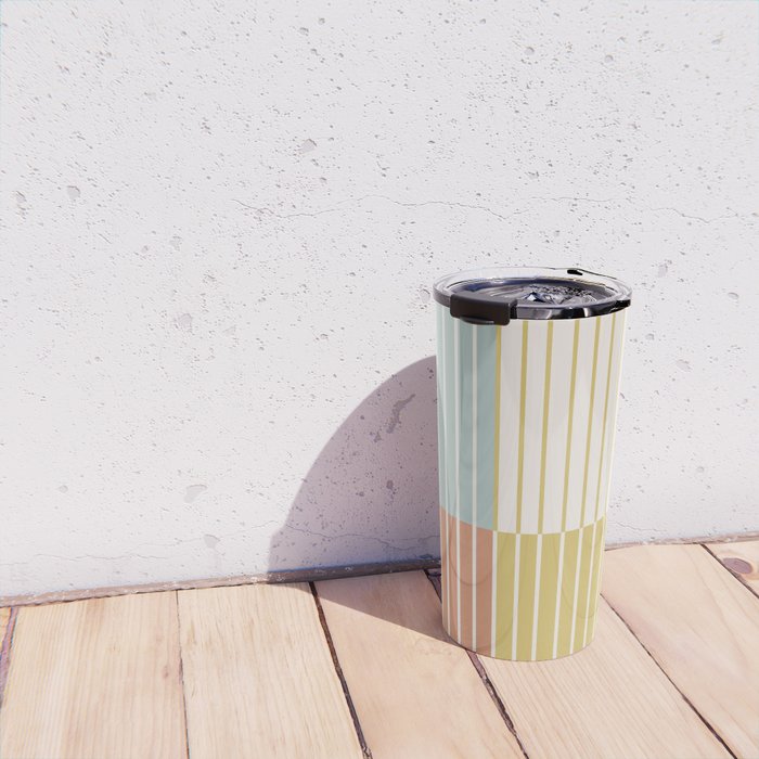 Color Block Line Abstract IX Coastal Beachy Travel Mug Gallery Image 4