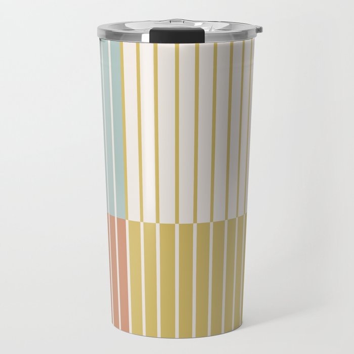 Color Block Line Abstract IX Coastal Beachy Travel Mug Gallery Image 1