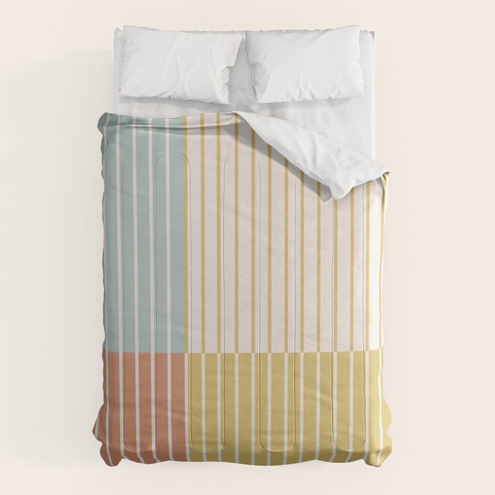 Color Block Line Abstract IX Coastal Beachy Comforter Gallery Image 6