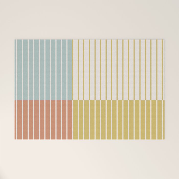 Color Block Line Abstract IX Coastal Beachy Welcome Mat Gallery Image 1