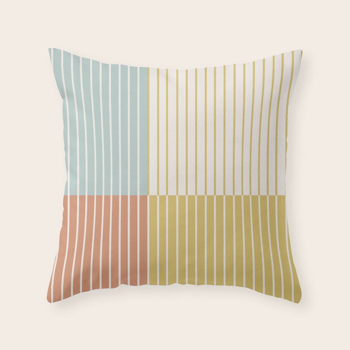 Color Block Line Abstract IX Coastal Beachy Throw Pillow Gallery Image 6