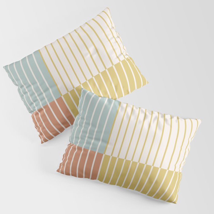 Color Block Line Abstract IX Coastal Beachy Pillow Sham Gallery Image 1